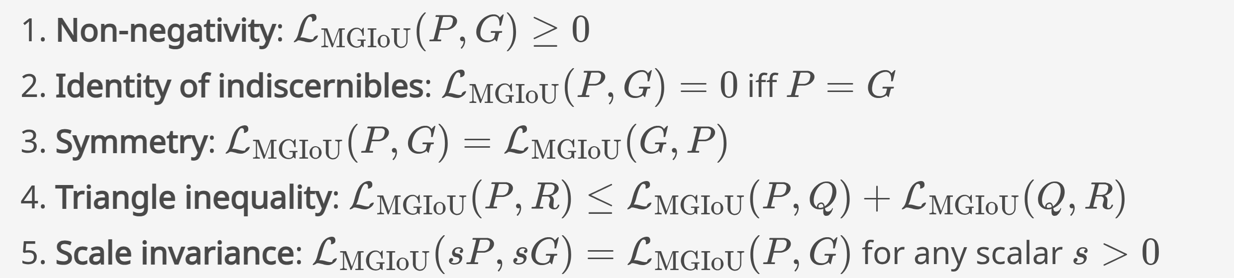 One-dimensional IoU, GIoU and MGIoU equations